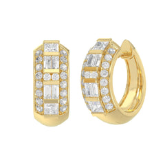 14K YELLOW GOLD 1.00CT ROUND/PRINCESS/BAGUETTE DIAMOND LADIES EARRINGS