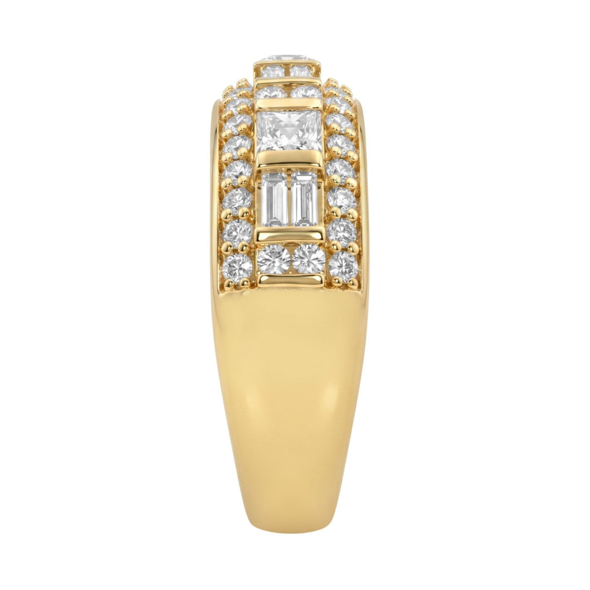 14K YELLOW GOLD 1 1/4CT ROUND/BAGUETTE/PRINCESS DIAMOND LADIES BAND