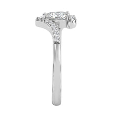 10K White Gold 3/8Ct Pear & Round Cut Diamond Engagement Ring 1/4Ct Pear Center Stone Ladies Fashion Bridal Ring (Color F-G -Clarity Vs1/Vs2)
