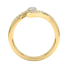 10K Yellow Gold 3/8Ct Pear & Round Cut Diamond Engagement Ring 1/4Ct Pear Center Stone Ladies Fashion Bridal Ring (Color F-G -Clarity Vs1/Vs2)
