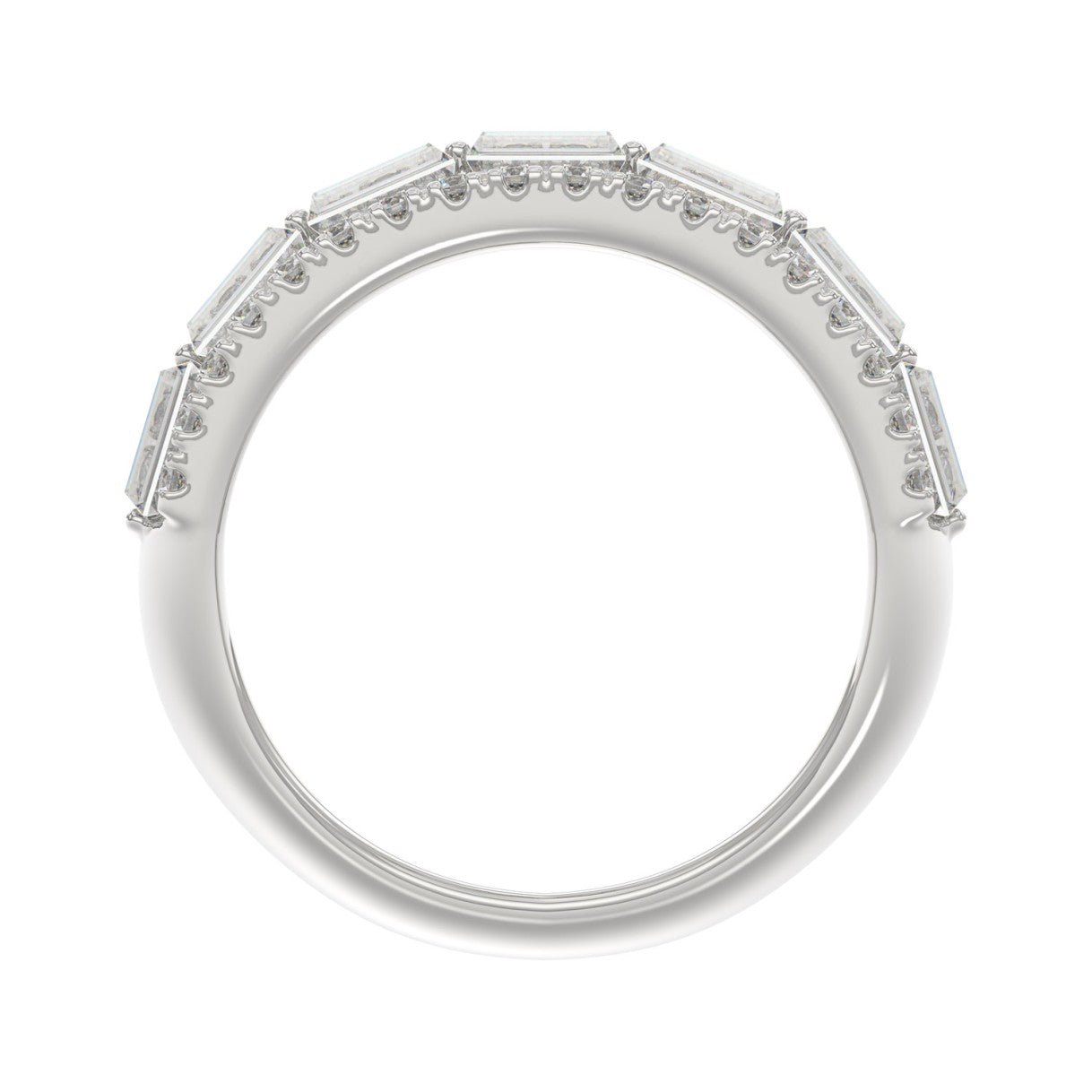 14K WHITE GOLD 1 1/4CT ROUND/BAGUETTE DIAMOND LADIES BAND