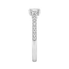 Elegant 10K White Gold Oval Diamond Engagement Ring For Women 3/8 Ct Round & Oval Diamonds 1/4Ct Oval Center Stone (Color F-G -Clarity Vs1/Vs2)