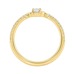 Elegant 10K Yellow Gold Oval Diamond Engagement Ring For Women 3/8 Ct Round & Oval Diamonds 1/4Ct Oval Center Stone (Color F-G -Clarity Vs1/Vs2)