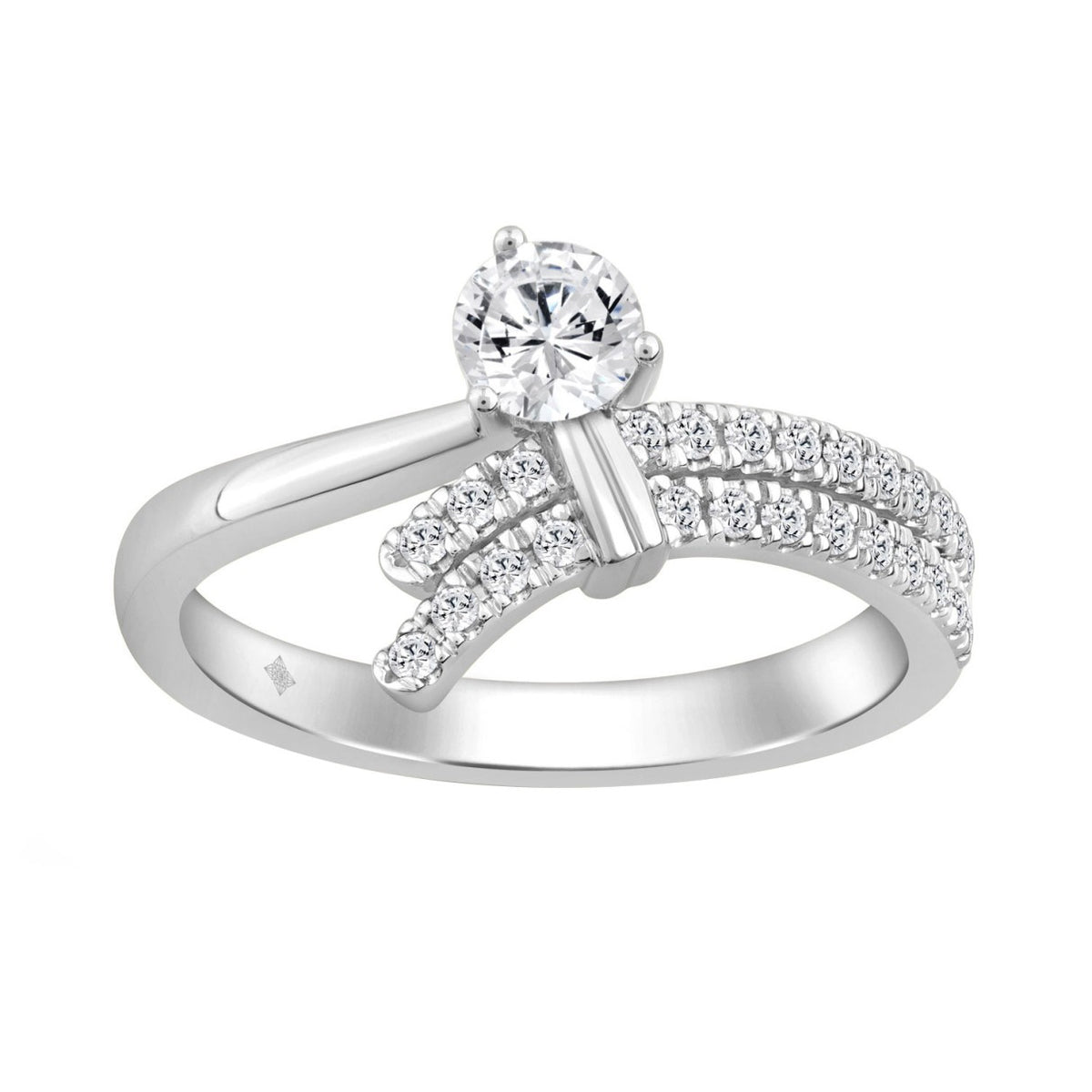 Ladies 10K White Gold Round Diamond Ring 1/2Ct Round Brilliant Engagement Fashion Ring (Color F-G -Clarity Vs1/Vs2)