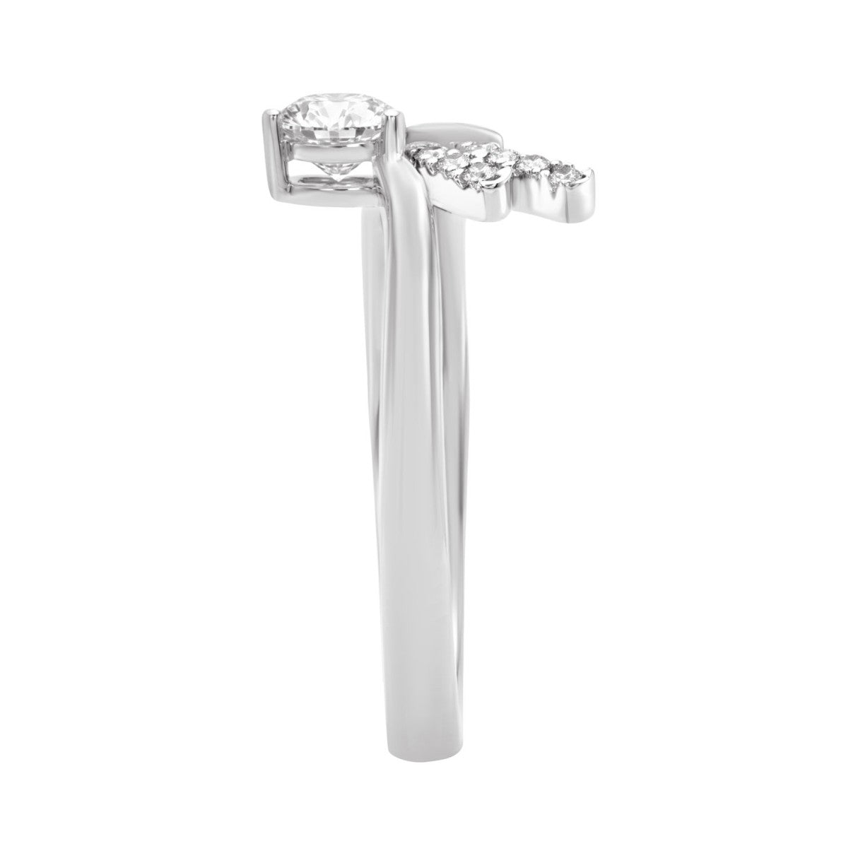 Ladies 10K White Gold Round Diamond Ring 1/2Ct Round Brilliant Engagement Fashion Ring (Color F-G -Clarity Vs1/Vs2)