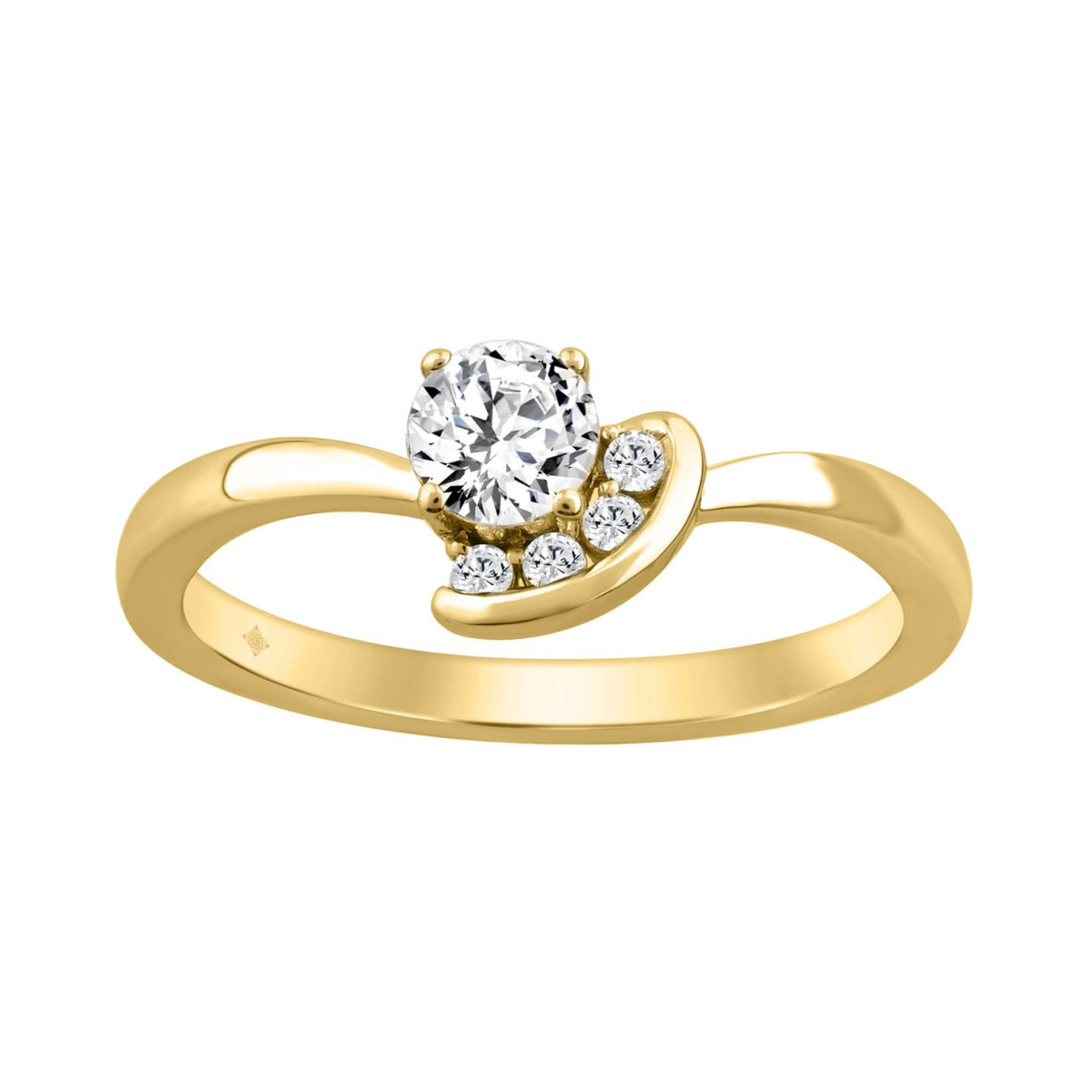Elegant 10K Yellow Gold Round Diamond Engagement Ring 3/8Ct Ladies Fashion Ring (Color F-G -Clarity Vs1/Vs2)