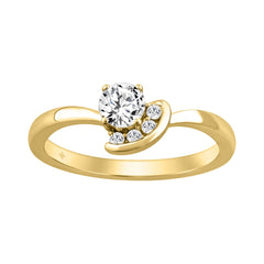Elegant 10K Yellow Gold Round Diamond Engagement Ring 3/8Ct Ladies Fashion Ring (Color F-G -Clarity Vs1/Vs2)