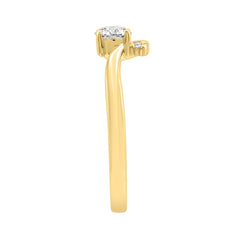 Elegant 10K Yellow Gold Round Diamond Engagement Ring 3/8Ct Ladies Fashion Ring (Color F-G -Clarity Vs1/Vs2)