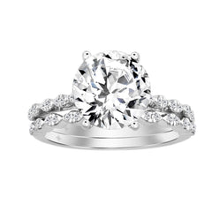 14K WHITE GOLD 3 1/3CT ROUND DIAMOND LADIES BRIDAL SET (CENTER STONE ROUND DIAMOND 3CT)