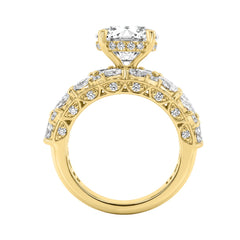 14K YELLOW GOLD 7 5/8CT ROUND/MARQUISE/PEAR DIAMOND LADIES BRIDAL SET (CENTER STONE ROUND DIAMOND 4CT)