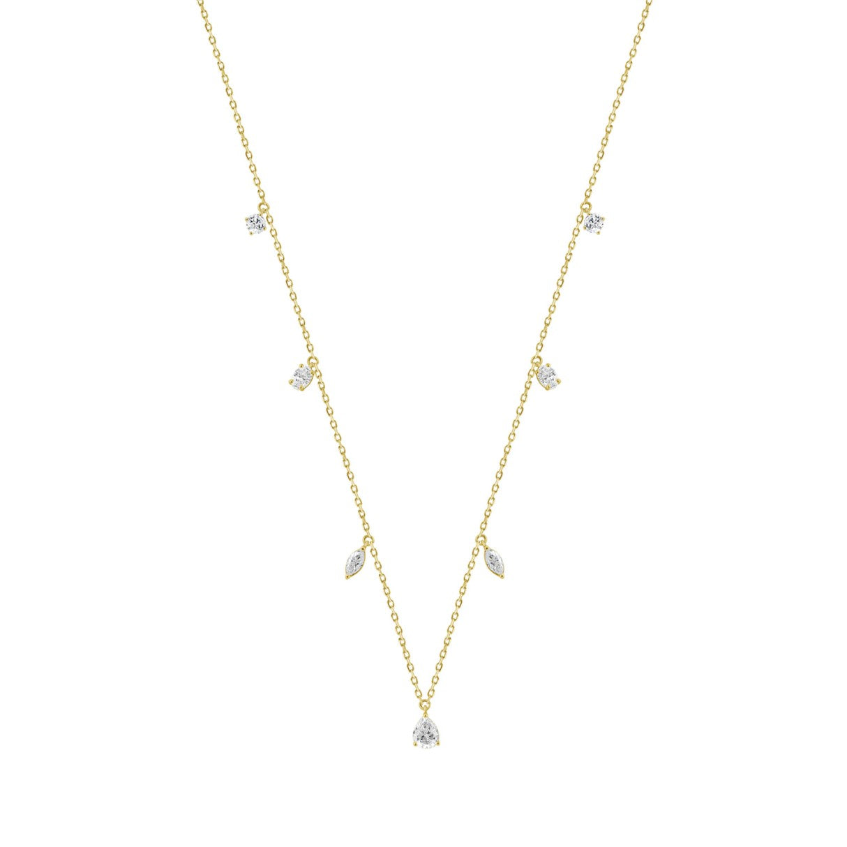 14K YELOW GOLD 1.00CT ROUND/PEAR/MARQUISE/OVAL DIAMOND LADIES NECKLACE