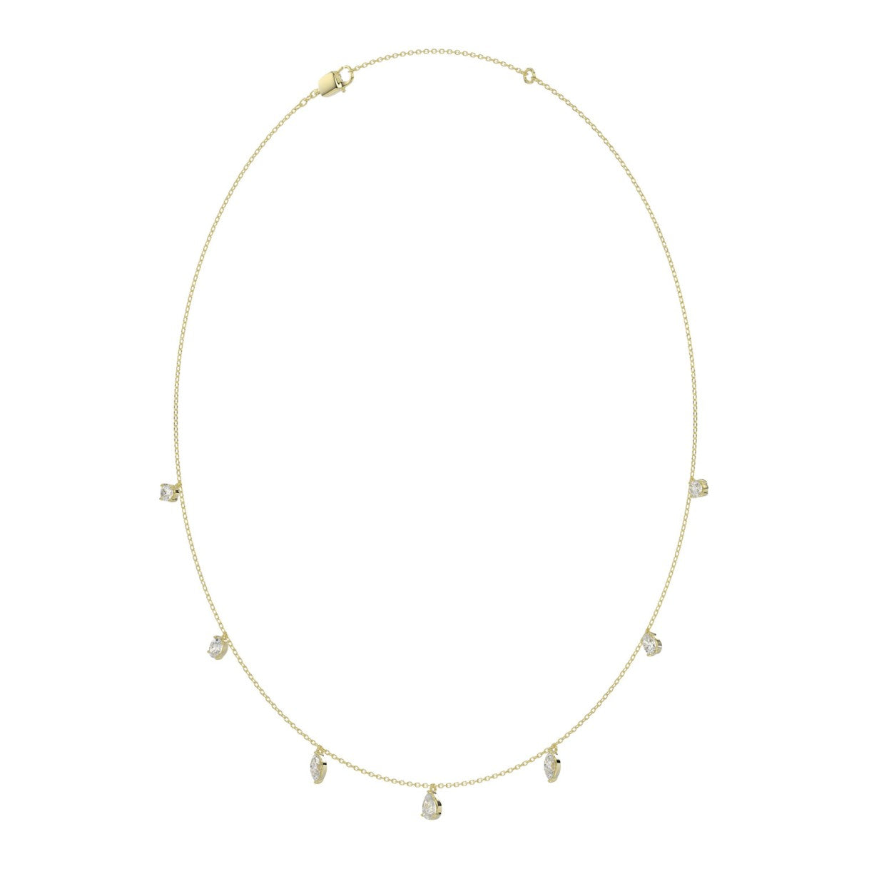 14K YELOW GOLD 1.00CT ROUND/PEAR/MARQUISE/OVAL DIAMOND LADIES NECKLACE