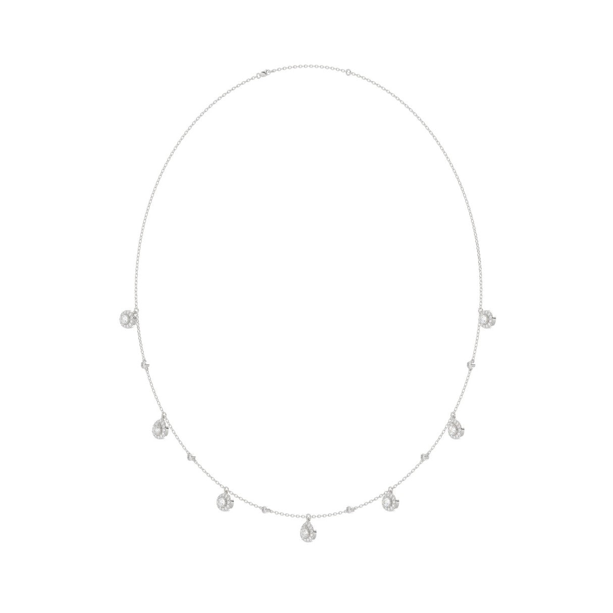 14K WHITE GOLD 1.00CT ROUND/PEAR DIAMOND LADIES NECKLACE