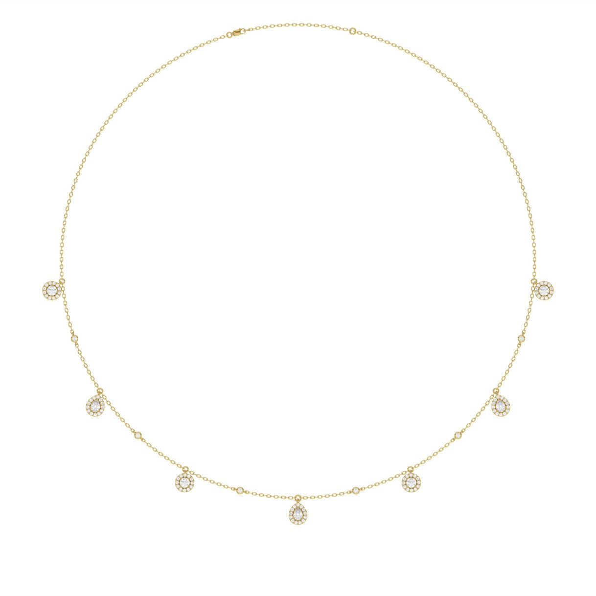 14K YELLOW GOLD 1.00CT ROUND/PEAR DIAMOND LADIES NECKLACE