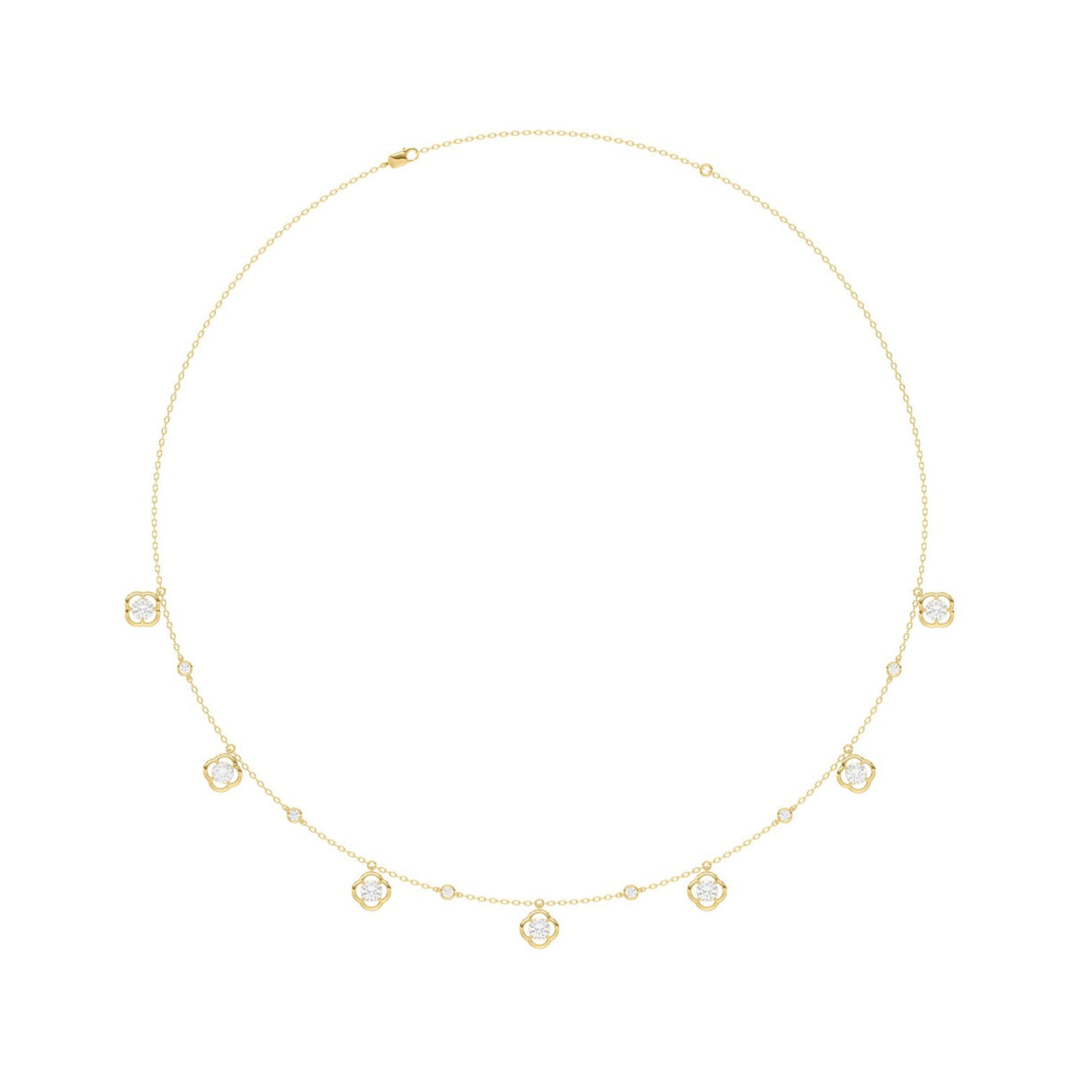 14K YELLOW GOLD 1 1/2CT ROUND DIAMOND LADIES NECKLACE