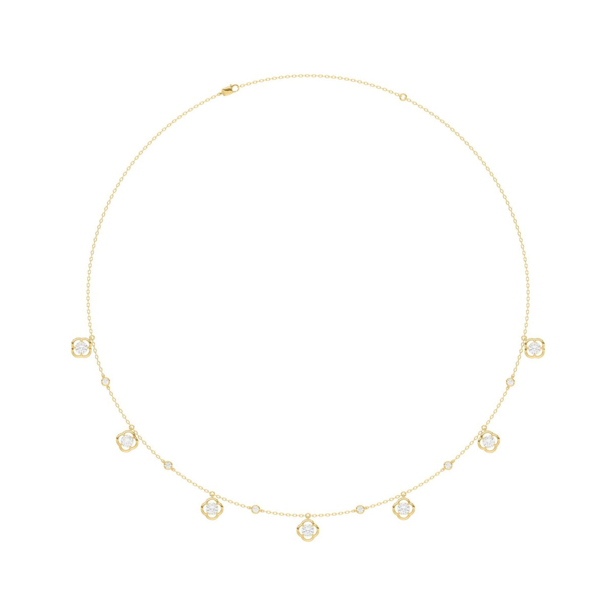 14K YELLOW GOLD 1 1/2CT ROUND DIAMOND LADIES NECKLACE