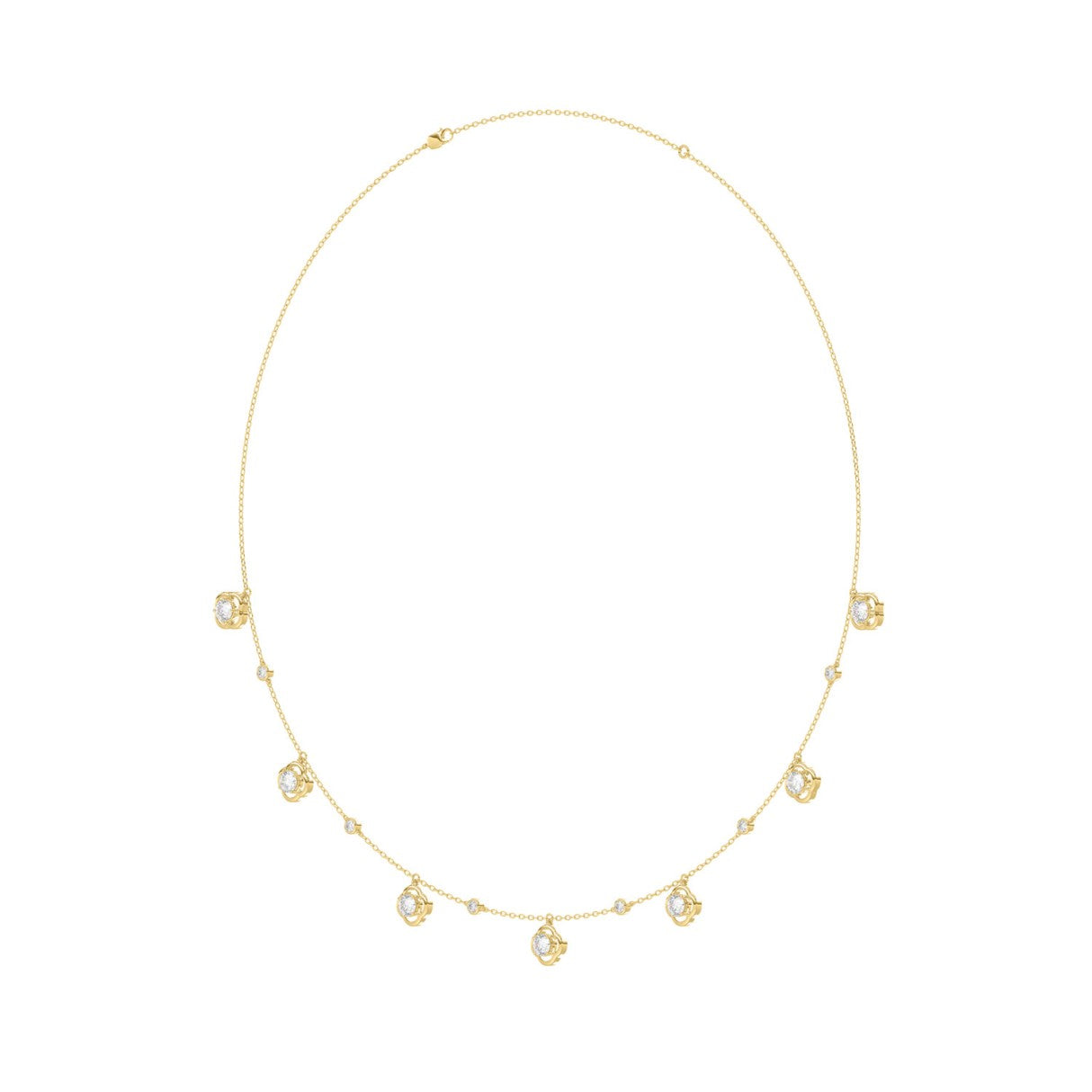 14K YELLOW GOLD 1 1/2CT ROUND DIAMOND LADIES NECKLACE