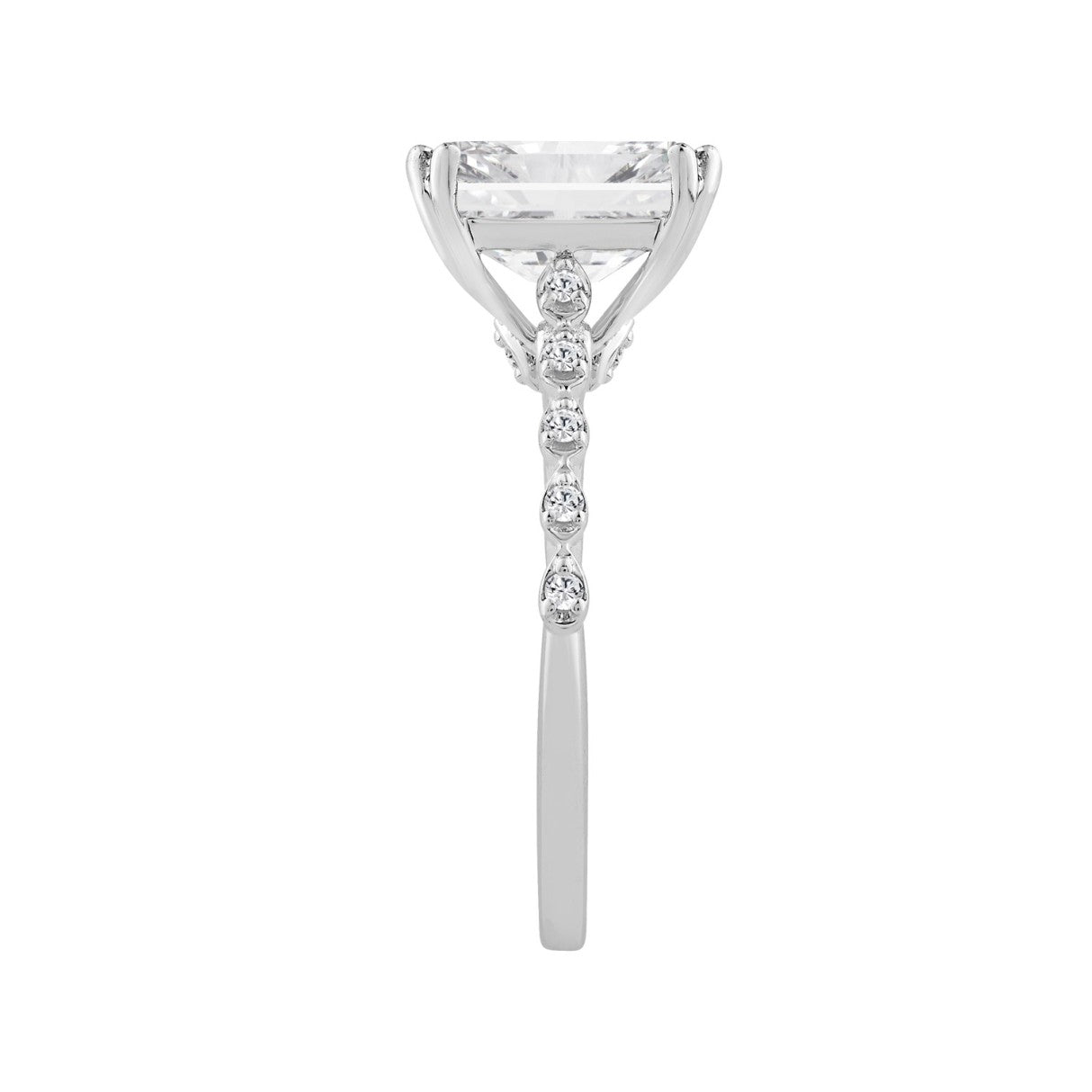 14K WHITE GOLD 3.00CT ROUND/RADIANT DIAMOND LADIES RING (CENTER STONE RADIANT DIAMOND 3CT)
