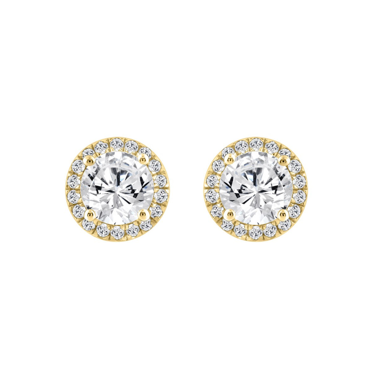14K YELLOW GOLD 2 1/4CT ROUND DIAMOND LADIES EARRINGS