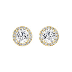 14K YELLOW GOLD 2 1/4CT ROUND DIAMOND LADIES EARRINGS