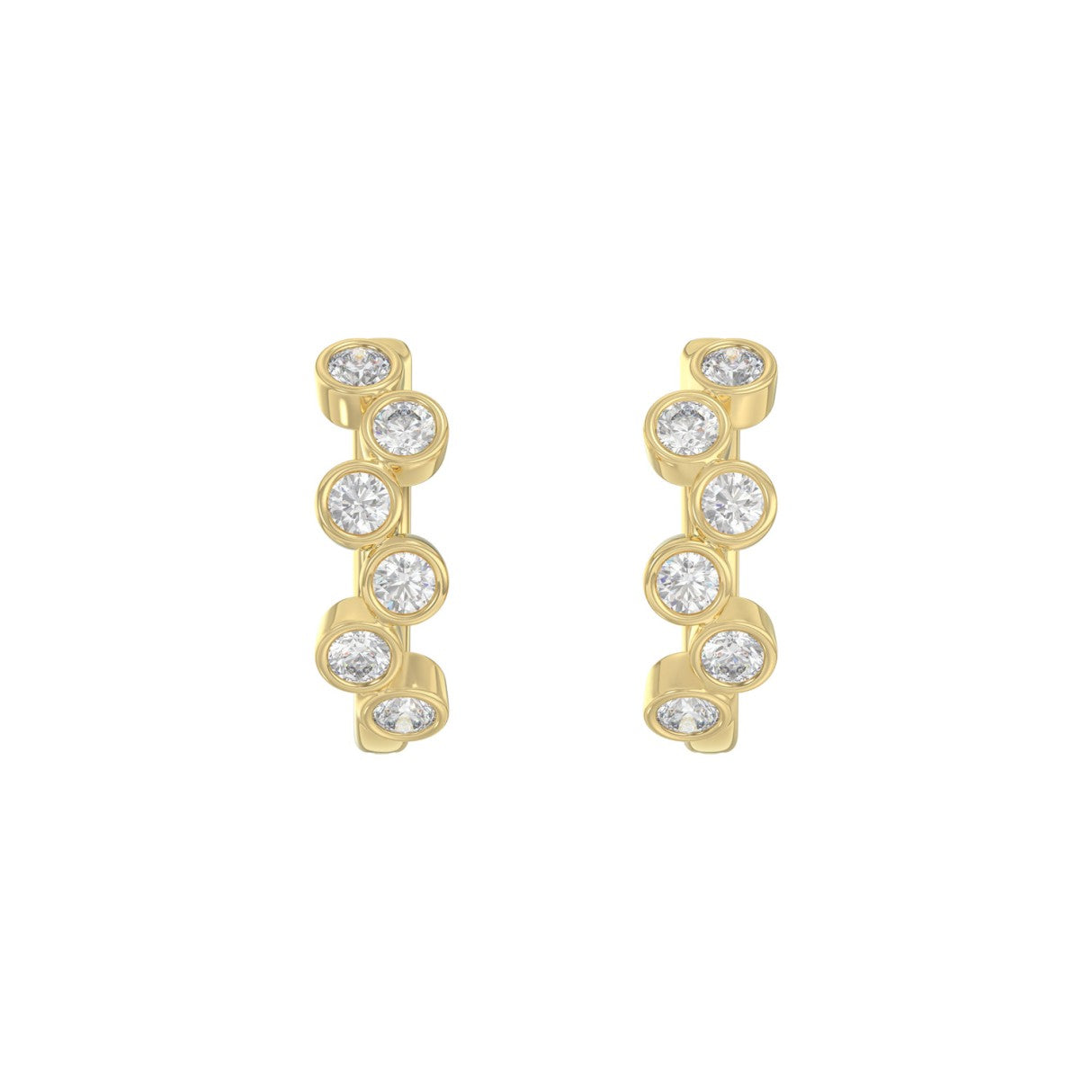 Elegant Ladies 10K Yellow Gold 3/4CT Round Lab Grown Diamond Fancy Hoop Earrings  (Color F-G -Clarity VS1/VS2)