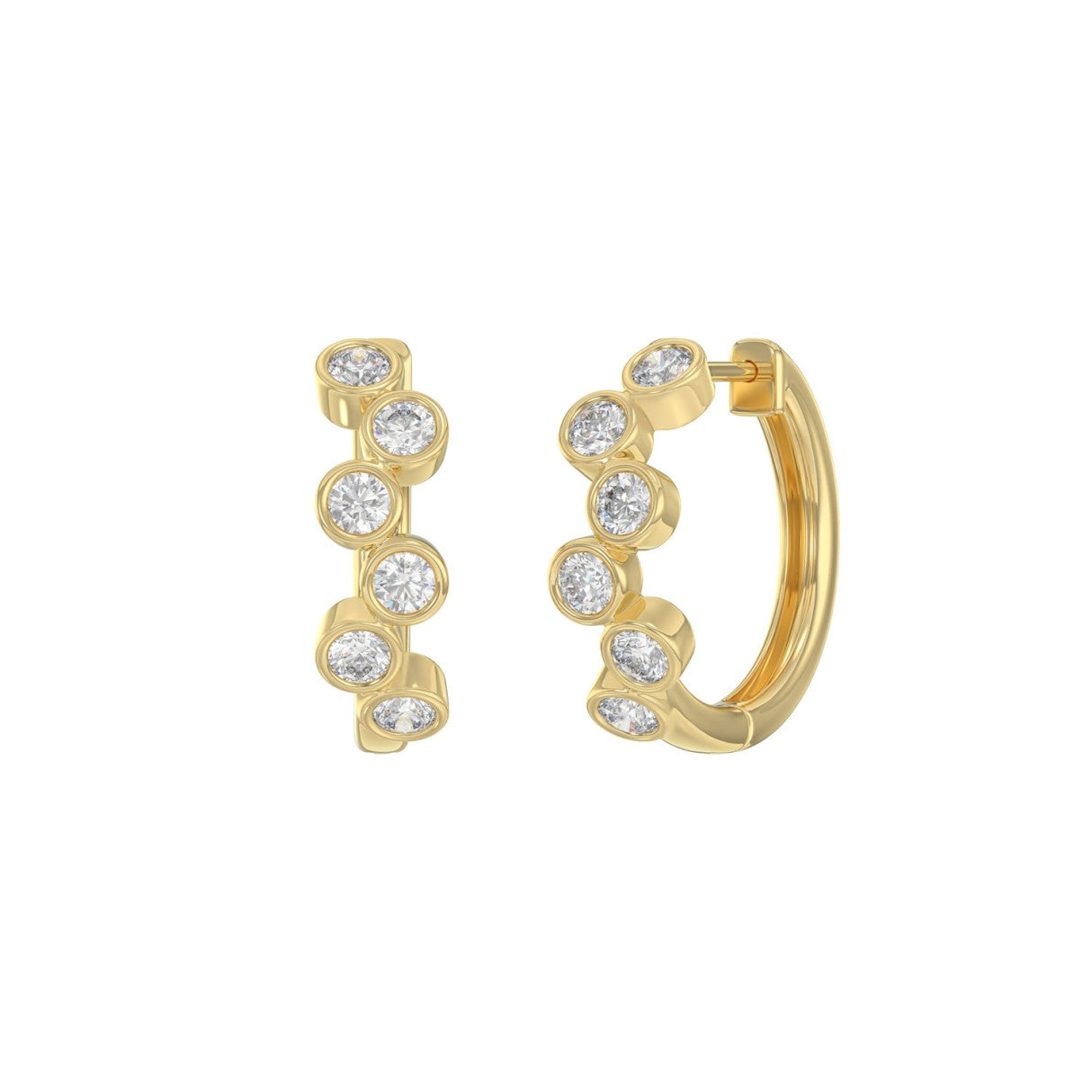 Elegant Ladies 10K Yellow Gold 3/4CT Round Lab Grown Diamond Fancy Hoop Earrings  (Color F-G -Clarity VS1/VS2)