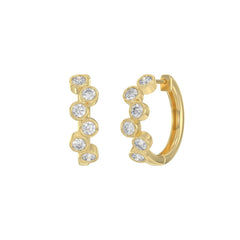 Elegant Ladies 10K Yellow Gold 3/4CT Round Lab Grown Diamond Fancy Hoop Earrings  (Color F-G -Clarity VS1/VS2)