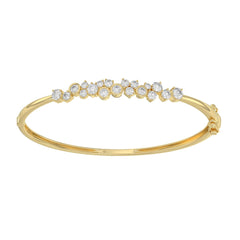 14K Yellow Gold Ladies Flexible Bangle 1 3/4CT Round Cut Diamonds  (Color F-G -Clarity VS1/VS2)
