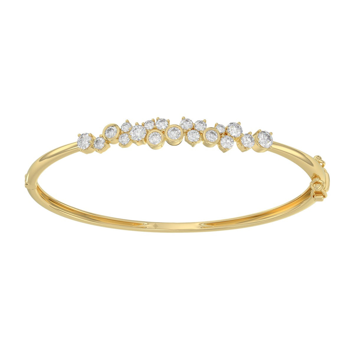 14K Yellow Gold Ladies Flexible Bangle 1 3/4CT Round Cut Diamonds  (Color F-G -Clarity VS1/VS2)
