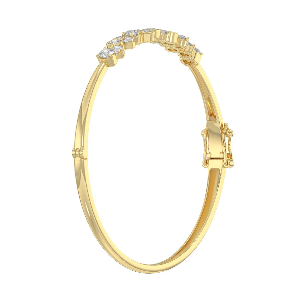 14K Yellow Gold Ladies Flexible Bangle 1 3/4CT Round Cut Diamonds  (Color F-G -Clarity VS1/VS2)