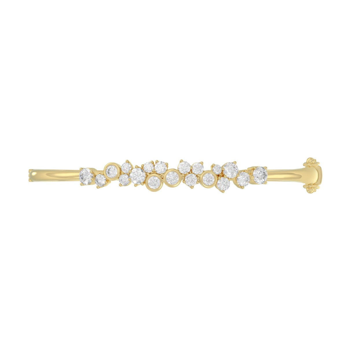 14K Yellow Gold Ladies Flexible Bangle 1 3/4CT Round Cut Diamonds  (Color F-G -Clarity VS1/VS2)