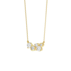 Elegant Ladies 10K Yellow Gold 1/2CT Round Lab Grown five stone Diamond Fancy Bezel set Necklace  (Color F-G -Clarity VS1/VS2)