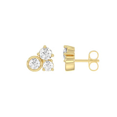 Classic 10K Yellow Gold  Round Lab Grown Diamond Ladies Fashion Earring 3/4Ct (Color F-G -Clarity Vs1/Vs2)