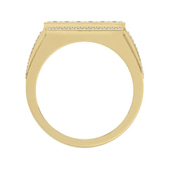 14K YELLOW GOLD 1.00CT ROUND DIAMOND MEN'S RING