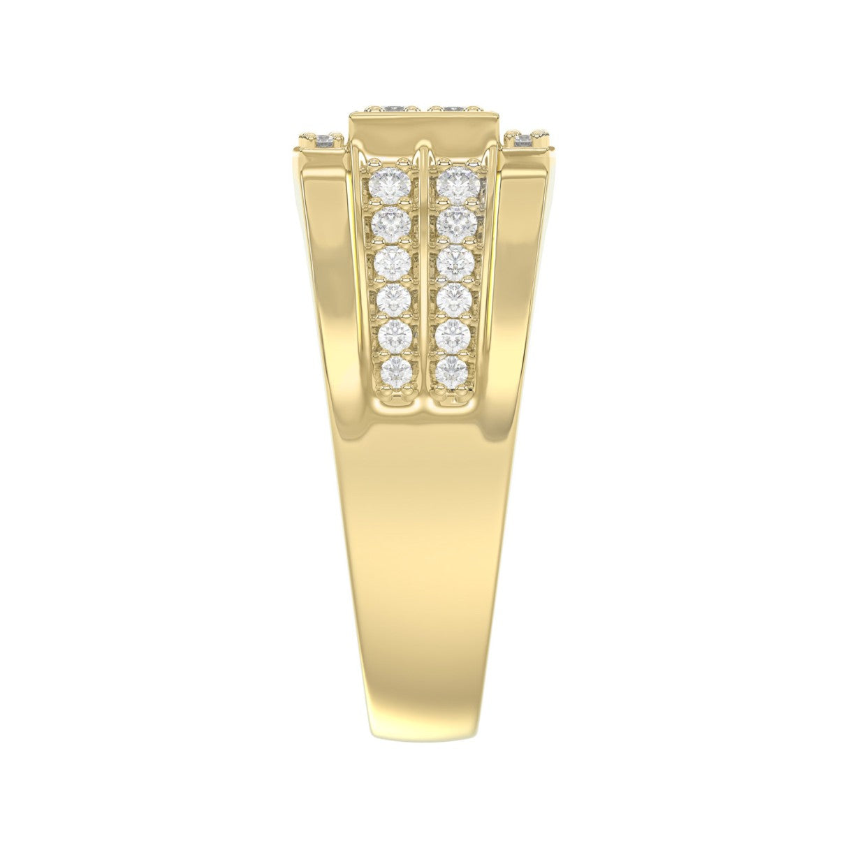 14K YELLOW GOLD 1.00CT ROUND DIAMOND MEN'S RING