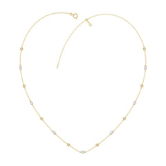 Luxury Round/Pearl Diamond Necklace 10K Yellow Gold 1/3CT Elegant Ladies Jewelry (Color F-G -Clarity VS1/VS2)