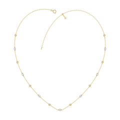 Luxury Round/Pearl Diamond Necklace 10K Yellow Gold 1/3CT Elegant Ladies Jewelry (Color F-G -Clarity VS1/VS2)
