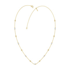 Luxury Round/Pearl Diamond Necklace 10K Yellow Gold 1/3CT Elegant Ladies Jewelry (Color F-G -Clarity VS1/VS2)