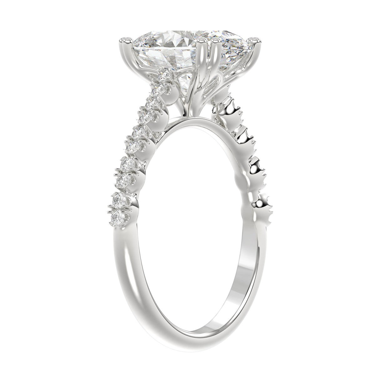 Ladies 14K White Gold Ladies Elegance- Bridal Set  3 1/3CT Round & Oval Diamonds 3.00CT Oval Center stone (Color F-G  Clarity VS1/VS2)
