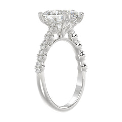 Ladies 14K White Gold Ladies Elegance- Bridal Set  3 1/3CT Round & Oval Diamonds 3.00CT Oval Center stone (Color F-G  Clarity VS1/VS2)
