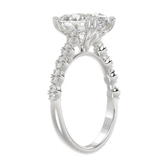 Ladies 14K White Gold Ladies Elegance- Bridal Set  3 1/3CT Round & Oval Diamonds 3.00CT Oval Center stone (Color F-G  Clarity VS1/VS2)