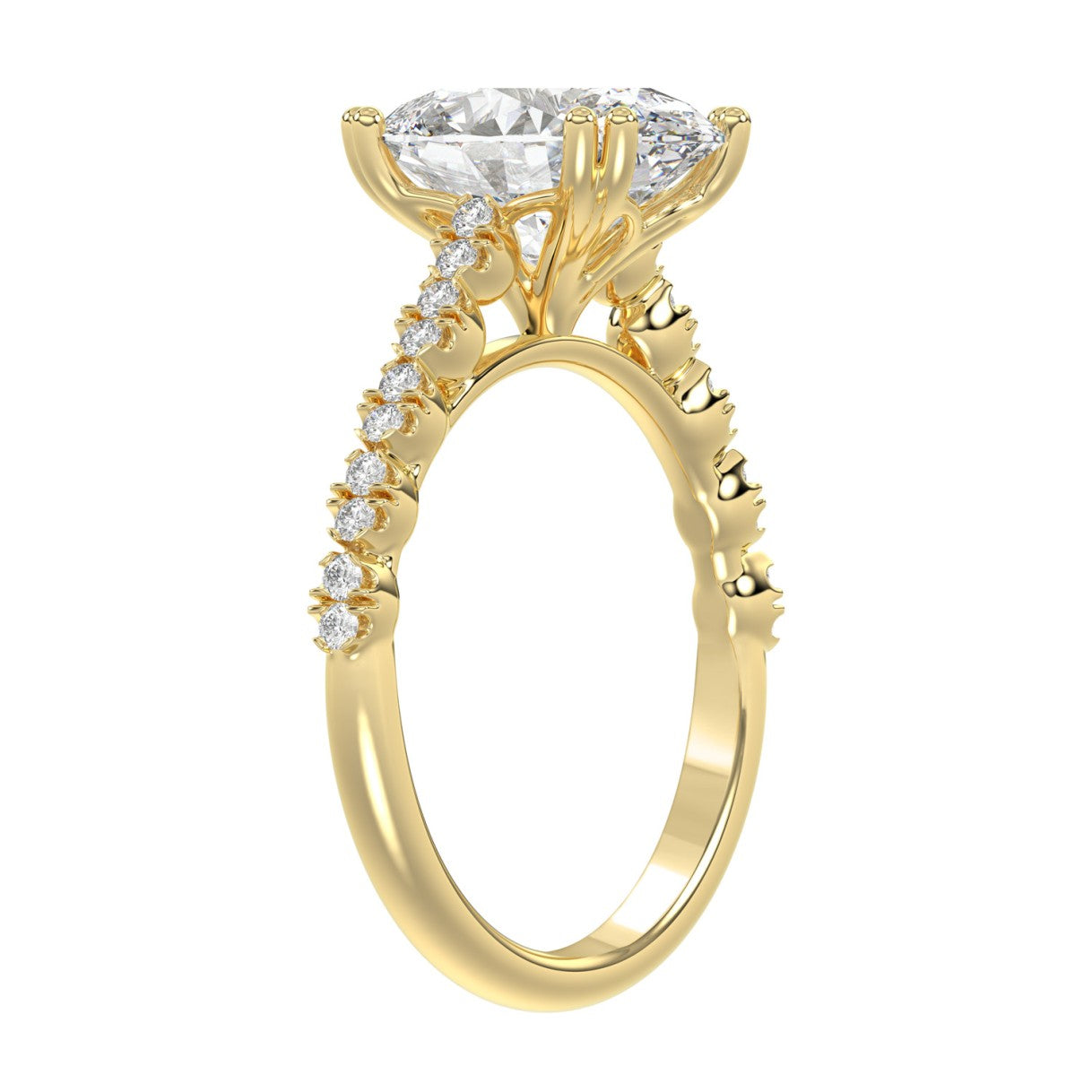 Ladies 14K Yellow Gold Ladies Elegance- Bridal Set  3 1/3CT Round & Oval Diamonds 3.00CT Oval Center stone (Color F-G  Clarity VS1/VS2)