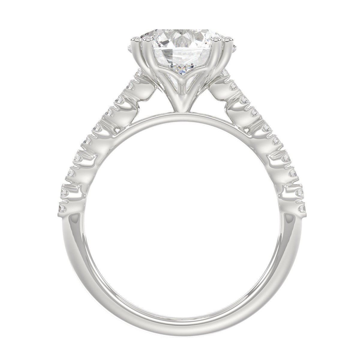 Ladies 14K White Gold Ladies Elegance- Bridal Set  3 1/3CT Round Diamond 3.00CT Round Center stone (Color F-G -Clarity VS1/VS2)
