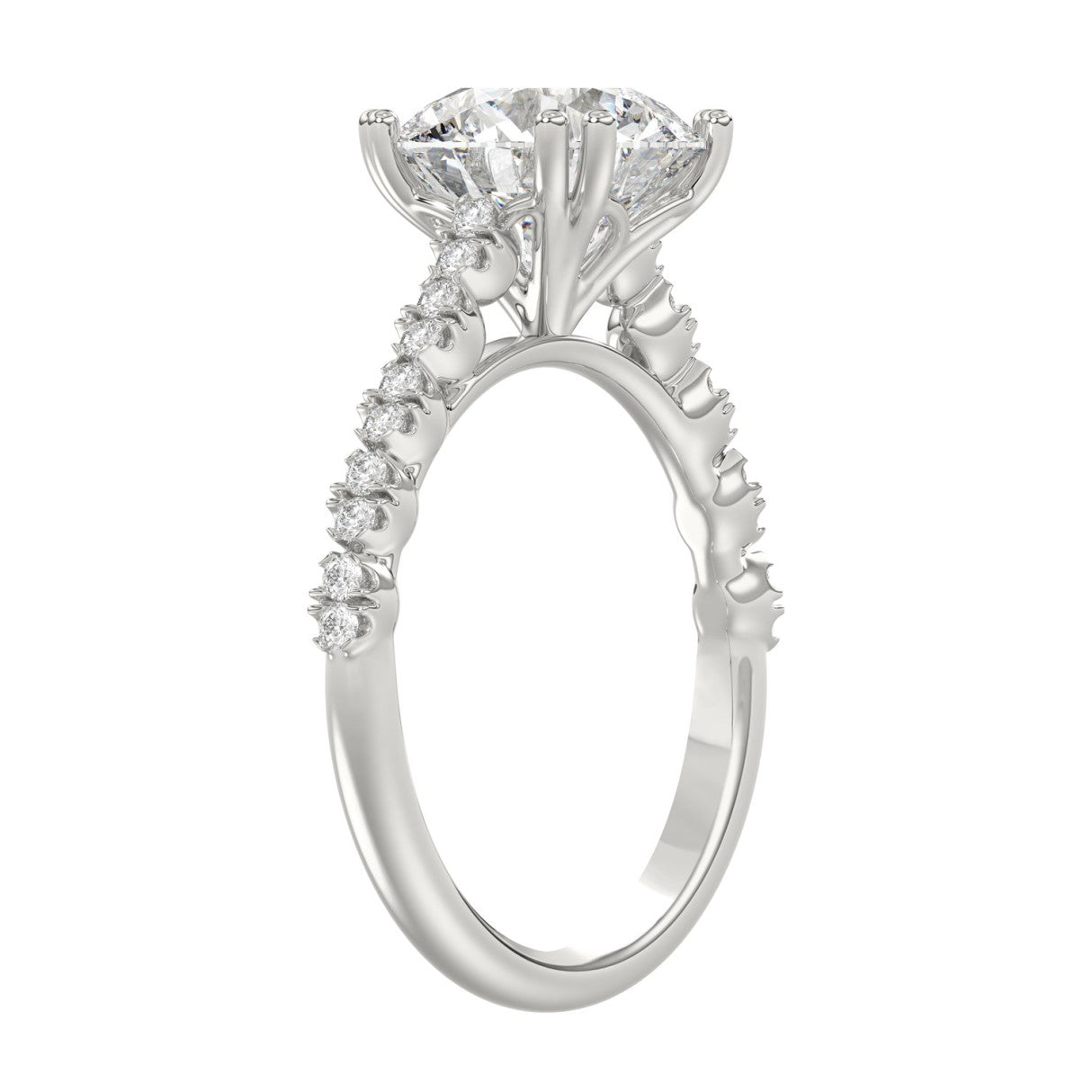 Ladies 14K White Gold Ladies Elegance- Bridal Set  3 1/3CT Round Diamond 3.00CT Round Center stone (Color F-G -Clarity VS1/VS2)