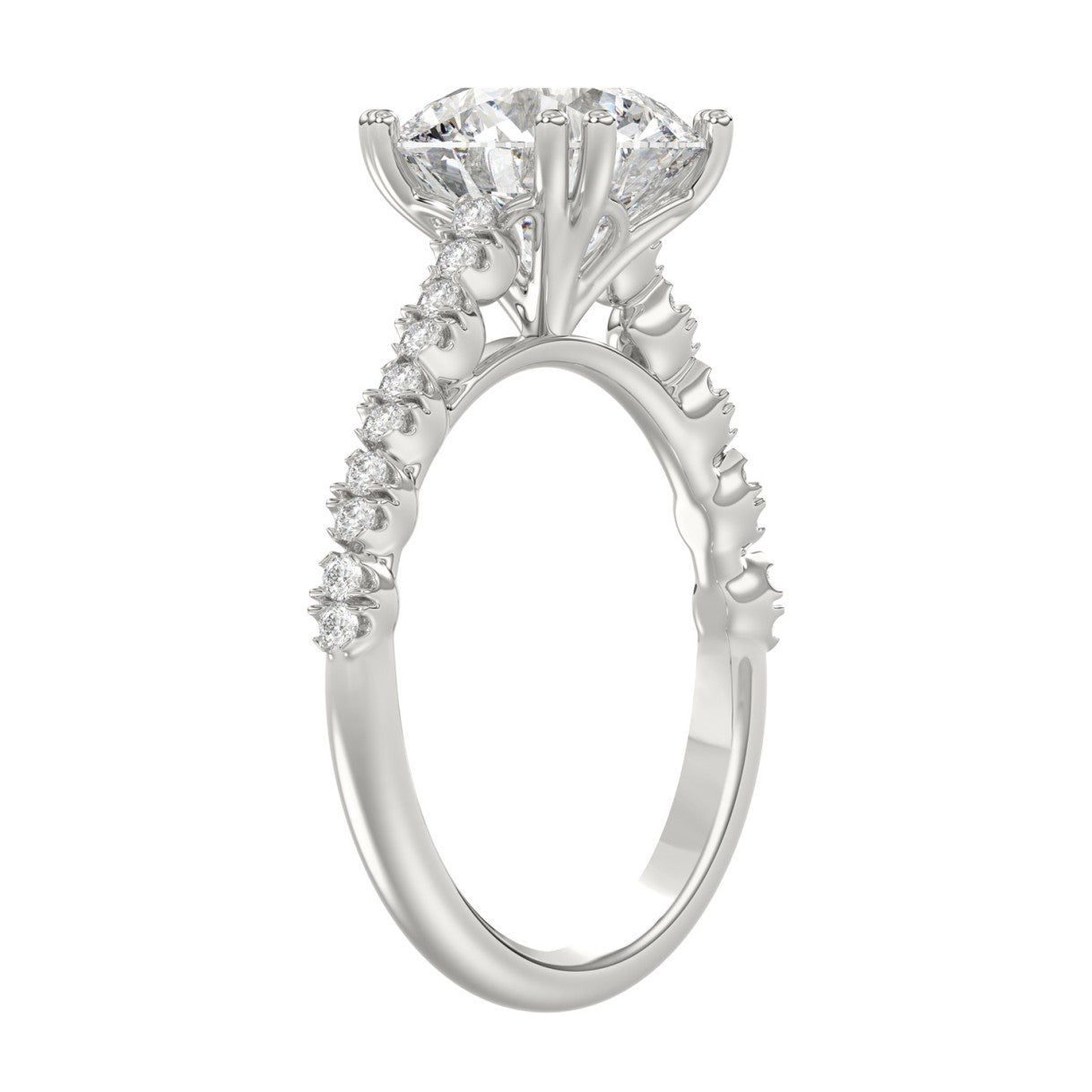 Ladies 14K White Gold Ladies Elegance- Bridal Set  3 1/3CT Round Diamond 3.00CT Round Center stone (Color F-G -Clarity VS1/VS2)