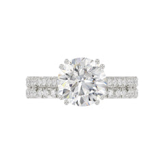 Ladies 14K White Gold Ladies Elegance- Bridal Set  3 1/3CT Round Diamond 3.00CT Round Center stone (Color F-G -Clarity VS1/VS2)