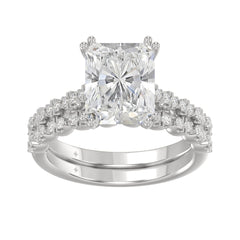 Ladies 14K White Gold Ladies Elegance- Bridal Set  3 1/3CT Round &amp; Radiant Diamond 3.00CT Radiant Center stone (Color F-G -Clarity VS1/VS2)