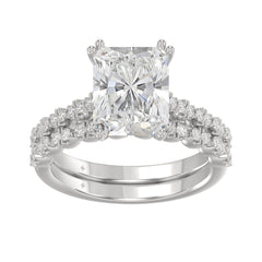 Ladies 14K White Gold Ladies Elegance- Bridal Set  3 1/3CT Round &amp; Radiant Diamond 3.00CT Radiant Center stone (Color F-G -Clarity VS1/VS2)