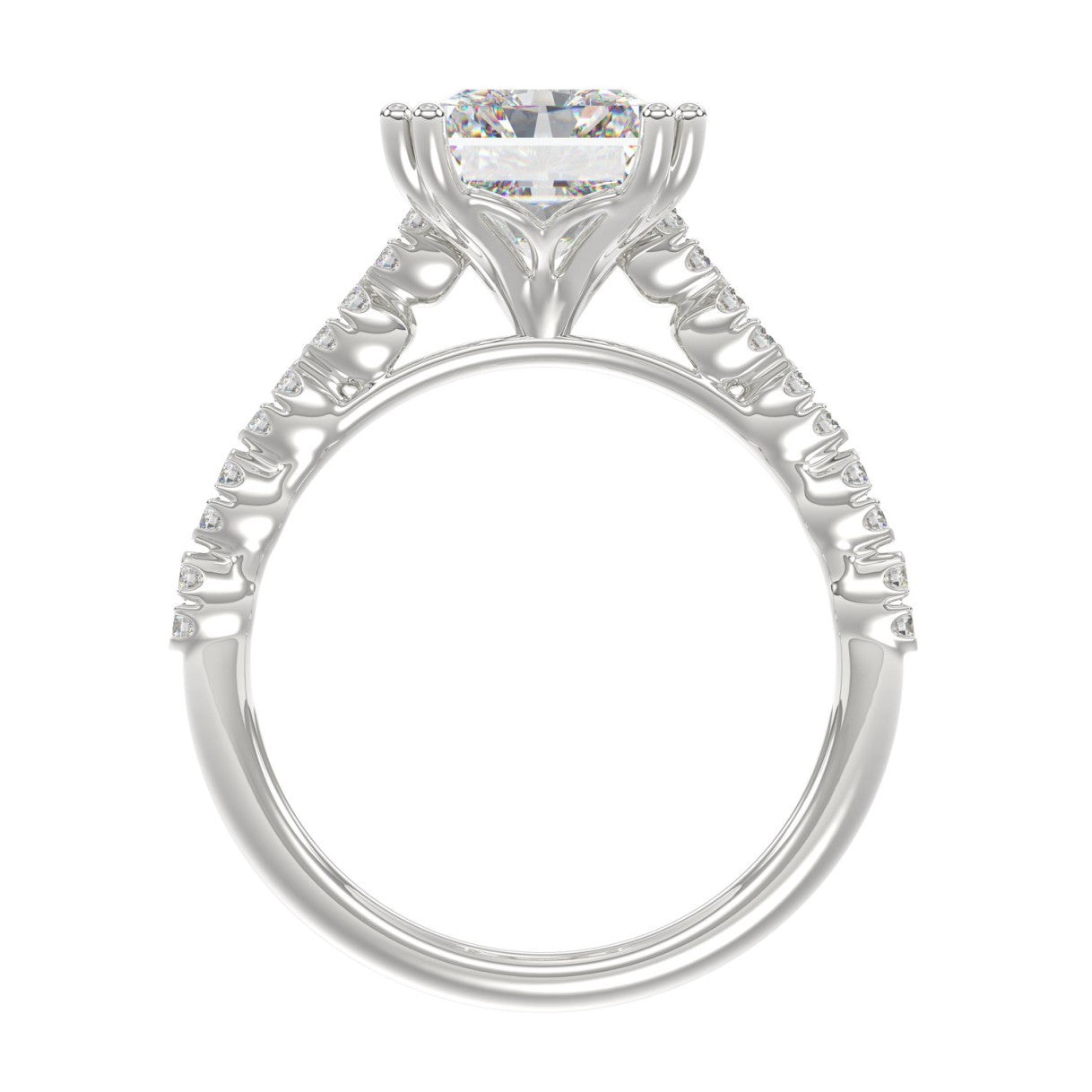 Ladies 14K White Gold Ladies Elegance- Bridal Set  3 1/3CT Round &amp; Radiant Diamond 3.00CT Radiant Center stone (Color F-G -Clarity VS1/VS2)