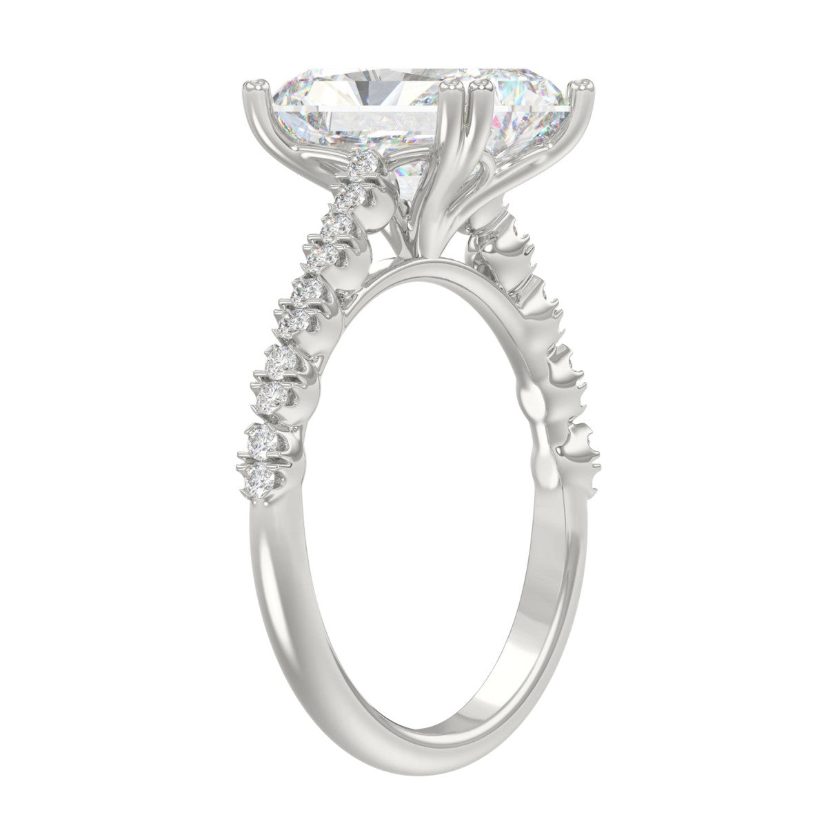 Ladies 14K White Gold Ladies Elegance- Bridal Set  3 1/3CT Round &amp; Radiant Diamond 3.00CT Radiant Center stone (Color F-G -Clarity VS1/VS2)